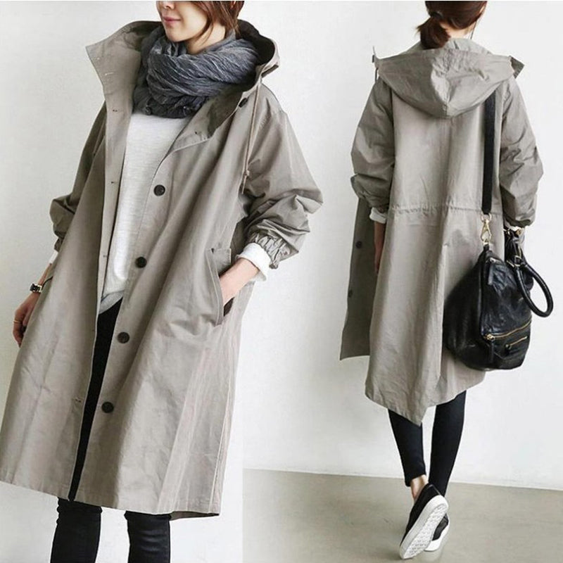 EleganCoat | Fasjonabel lang trenchcoat/jakke for kvinner skifter sesong 2024