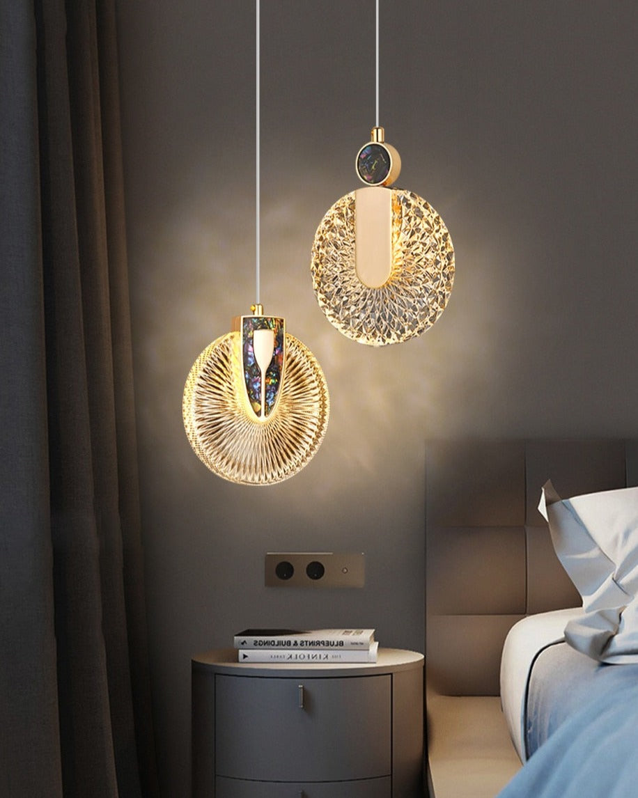 DUN Lampe suspendue LED ronde en cristal doré de luxe