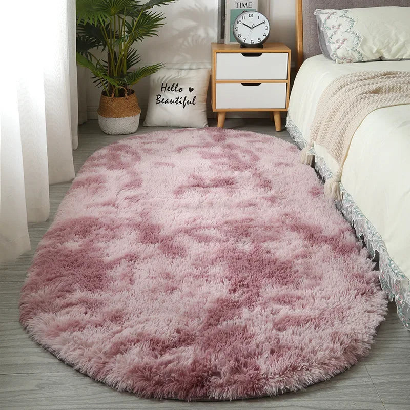 Sara Fluffy Tie-Dye Antislip Tapijt – Zacht Pluche Vloerkleed voor Woondecoratie