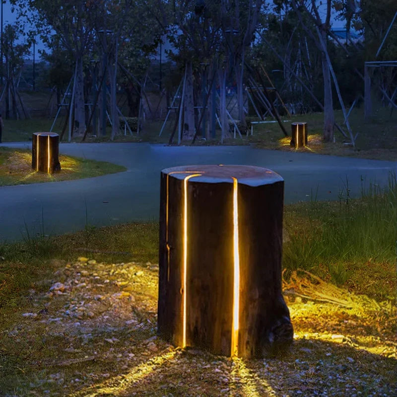 Vrimlo Lumière de Souche en Bois d'Extérieur