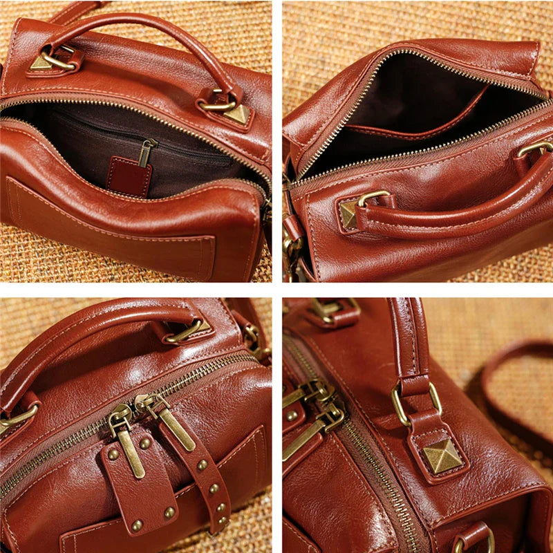 Genuine Leather Boston Shoulder Bag