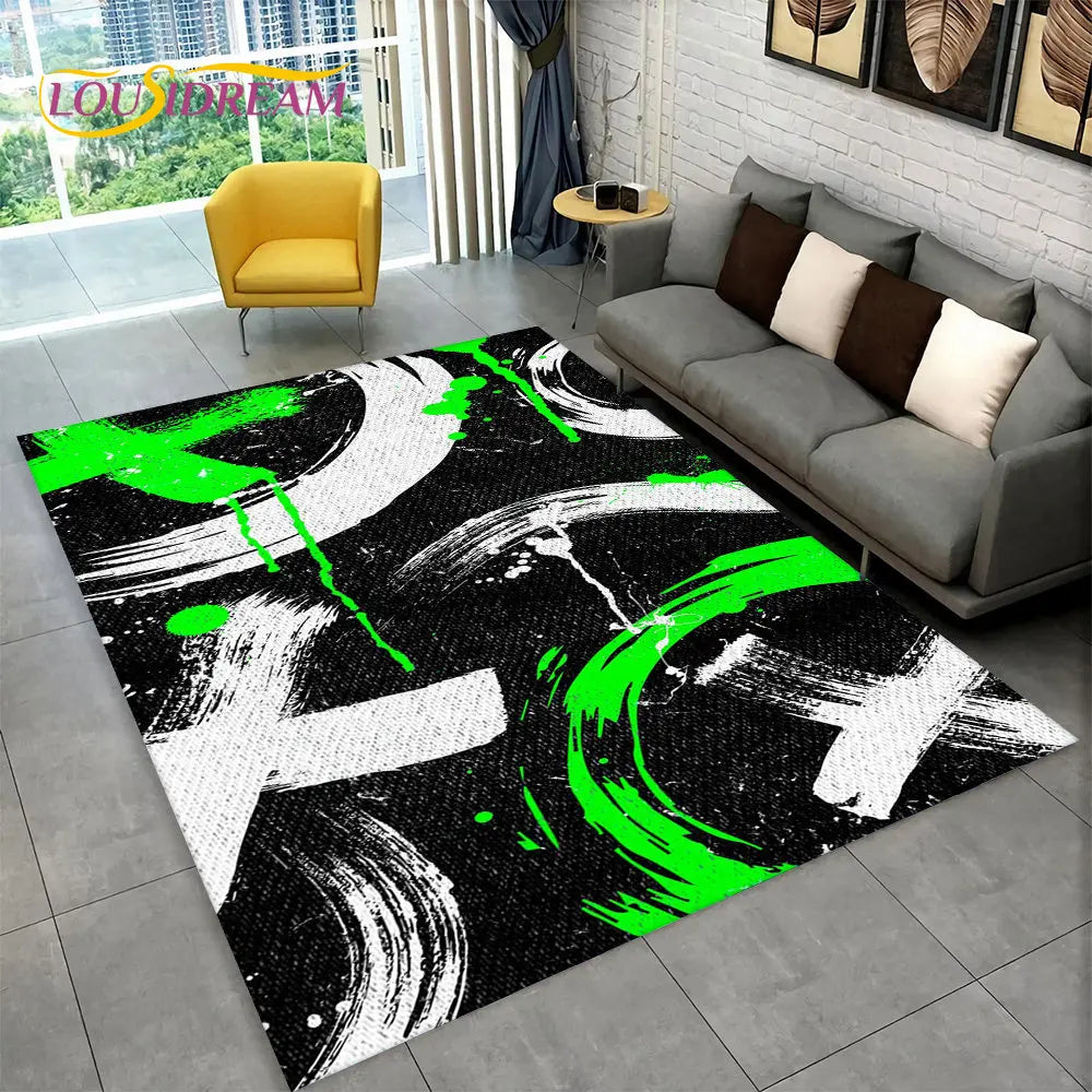 Tapis de jeu Alex 3D Gamer - Grand tapis antidérapant pour enfants et salon