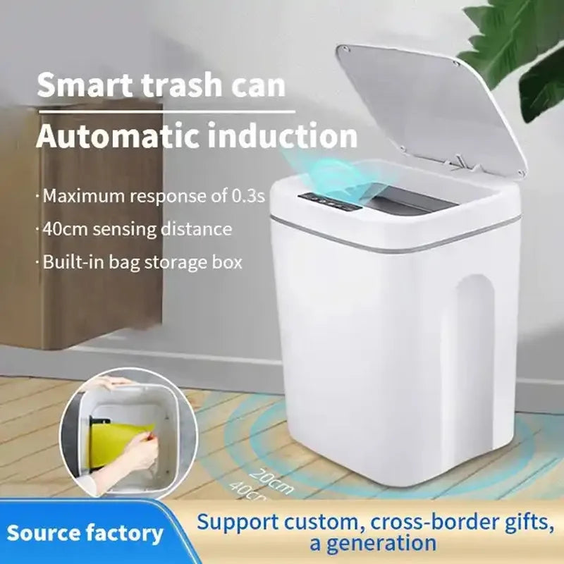 Papelera con sensor automático Sophia Smart de 16 litros - Papelera impermeable sin contacto para cocina y baño