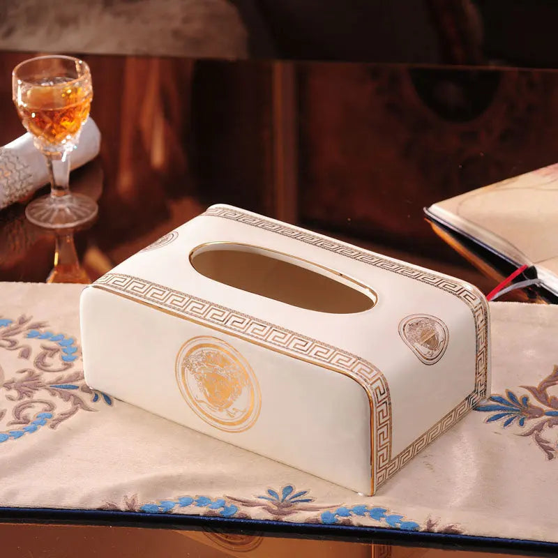 Elegant Medusa Keramisk Tissue Box-hållare - Minimalistisk porslinsdesign för heminredning