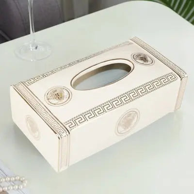 Elegant Medusa Ceramic Tissue Box Holder - Minimalist Porcelain Design for Home Decor