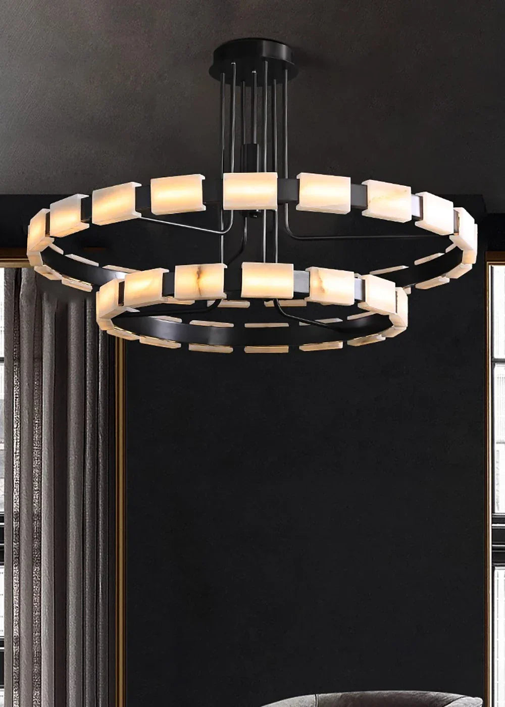 Volga Nutane Modern Large Natural Marble Chandelier