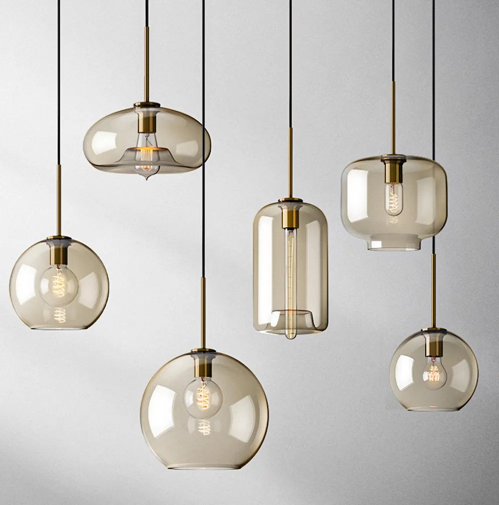 Pendentif LED de luxe moderne en verre de Style industriel nordique