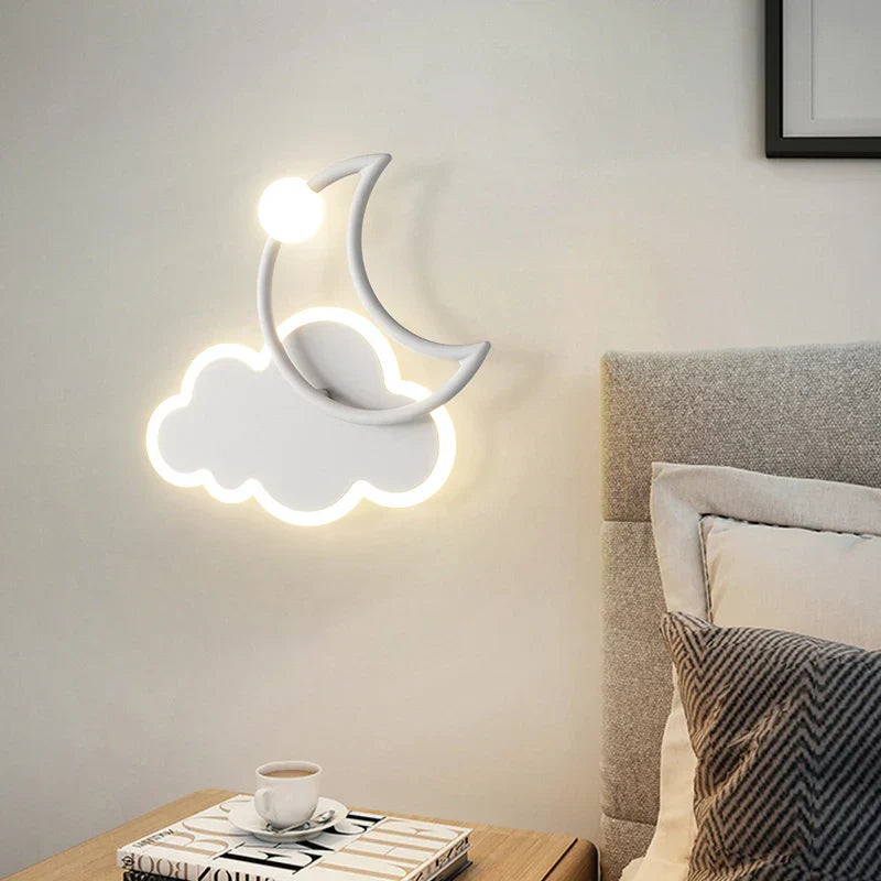 Lámpara de pared LED de nube y luna minimalista