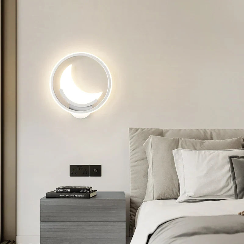 Lámpara de pared LED de nube y luna minimalista