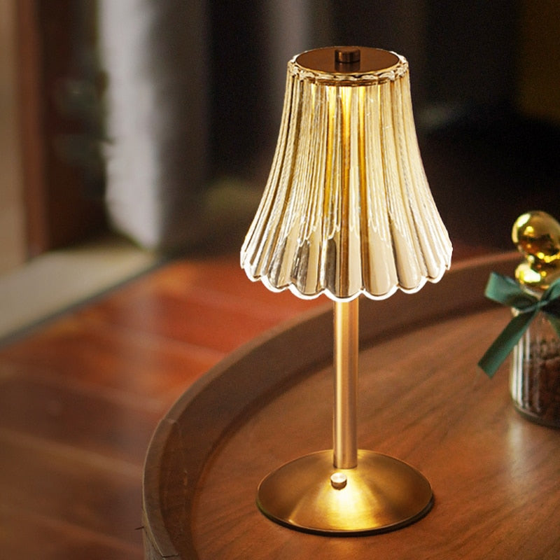 Goldene Vintage Tischlampe aus Kristall