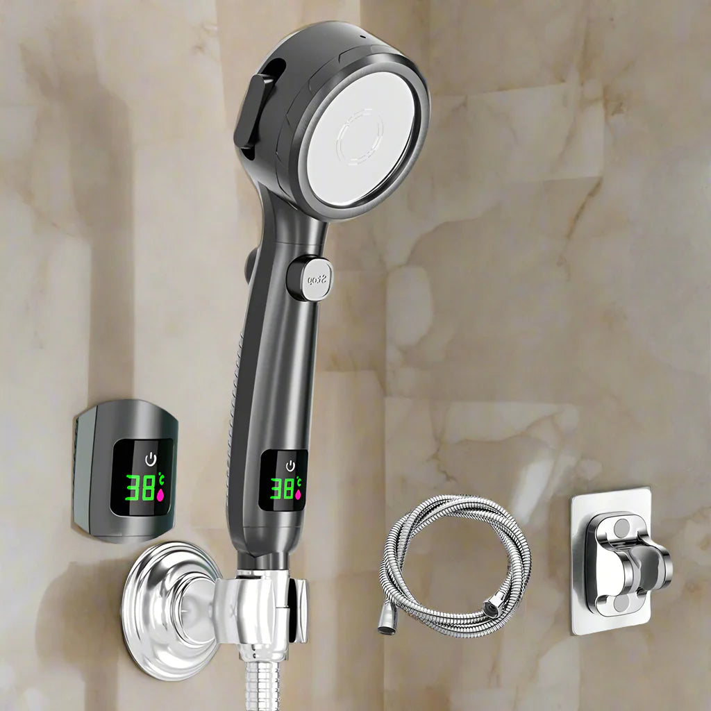 LuxSara High-Pressure LED Shower Head – Adjustable & Water-Saving