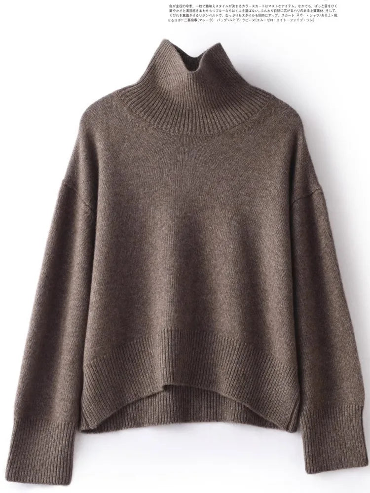 Pull 100% pur cachemire pour femme, pull épais à col roulé, nouvelle collection automne et hiver