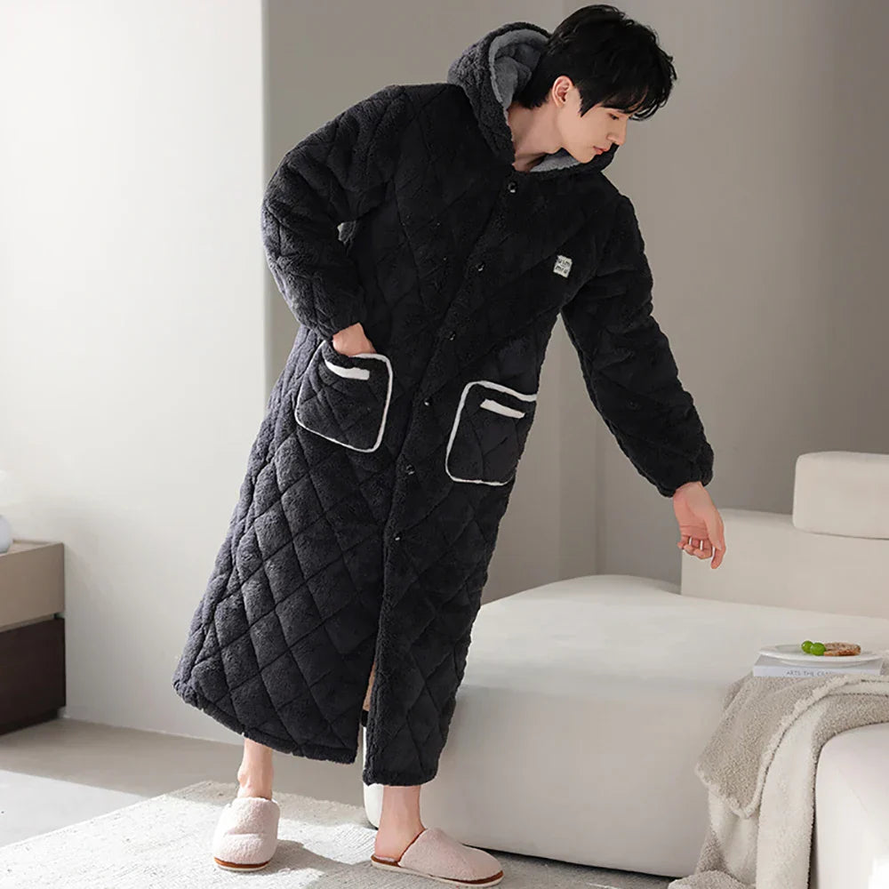 HoodedComfort – Robe de Banho de 3 Camadas para Homens