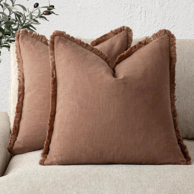 Decorative Nordic Frill Cotton & Linen Cushion Covers - 6 Colours