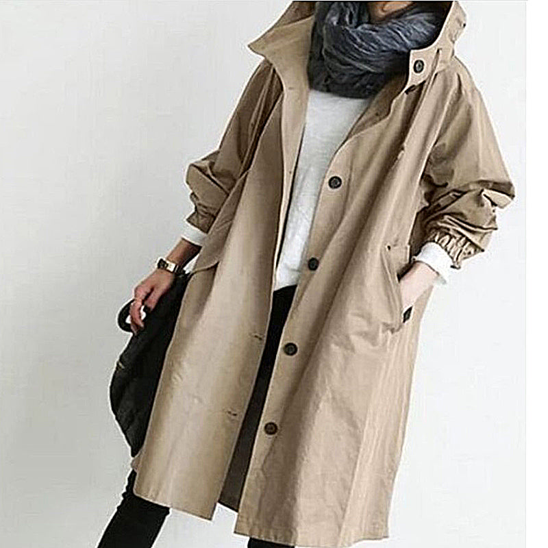 Manteau élégant | Trench long/veste à la mode pour femmes, changement de saison 2024