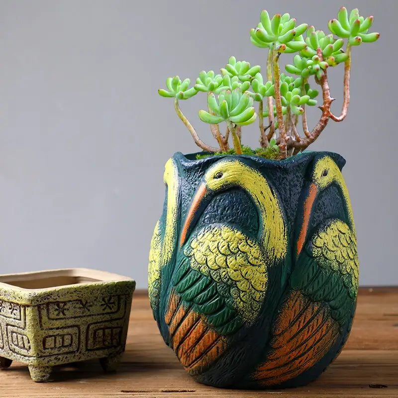 Painted Ceramic Plant Pot