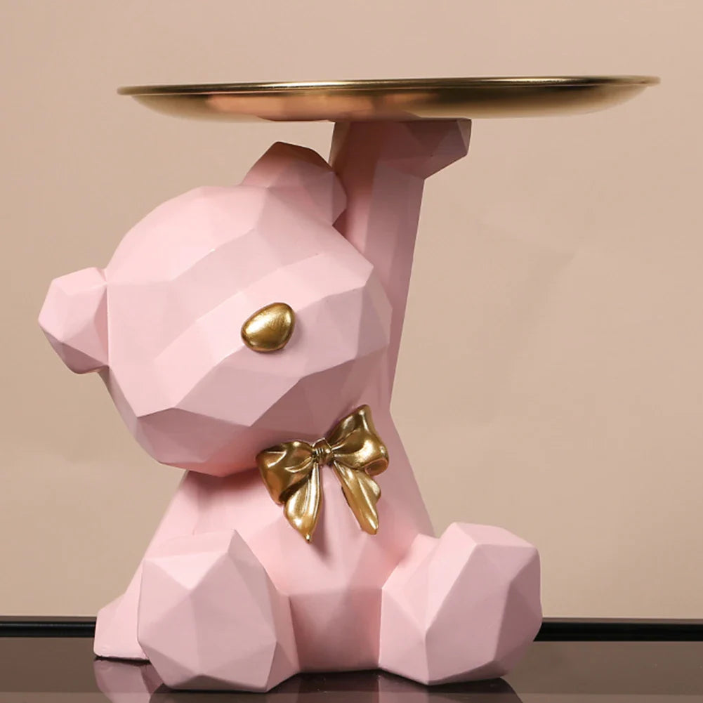 Winnie Geometric Bear Key Holder – Resin Desk Decoration for Home & Office