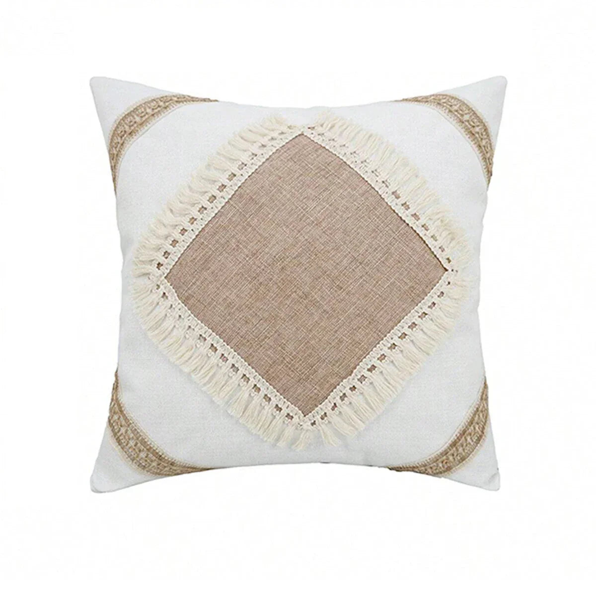 GeoBoho - Beige Cushion Cover with Geometric Pattern | decoration