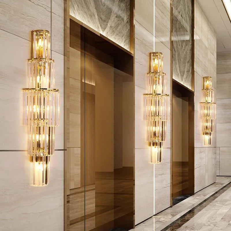 Opulent Pillar Crystal Wall Lamp