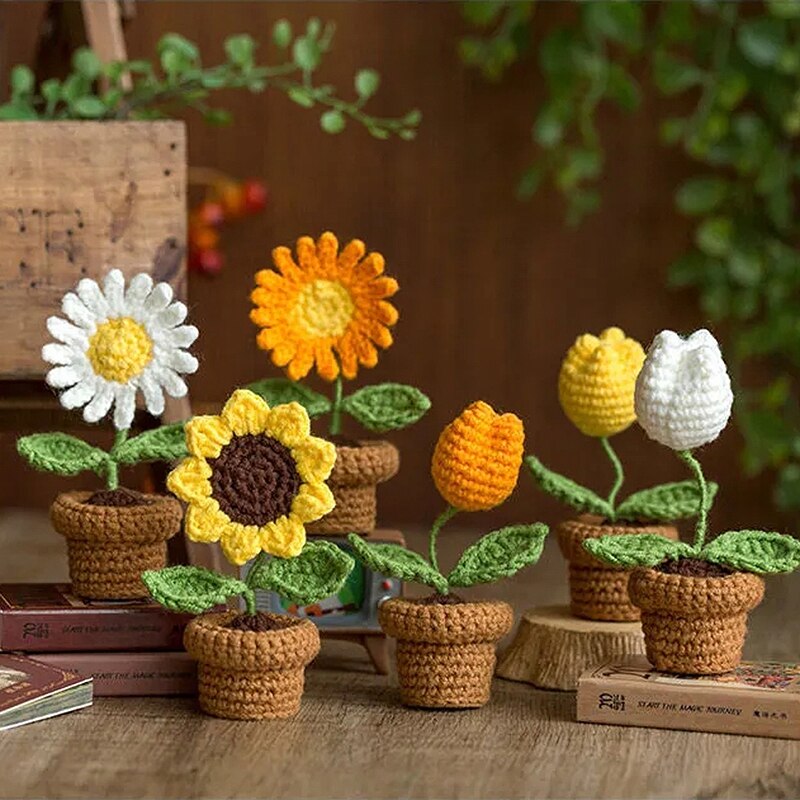 Handmade Crochet Flower Pot Decor