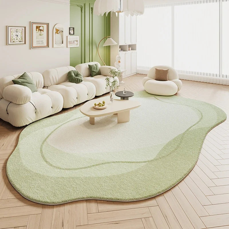 Alfombra de área verde de Sara para sala de estar y dormitorio - Suave, esponjosa, antideslizante