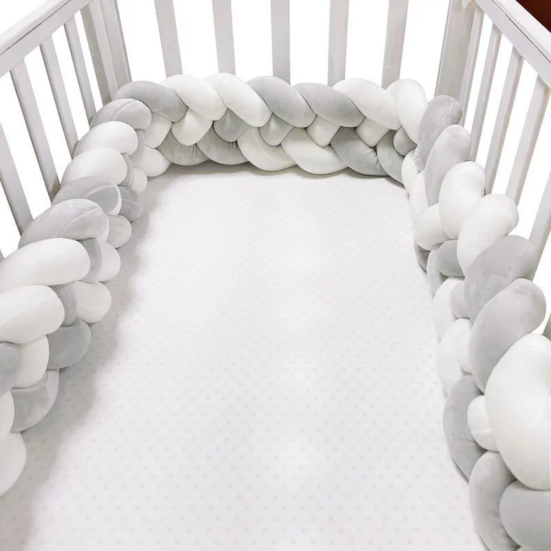 Baby Knot Bed Bumper & Nest - White, Light Grey & Dark Grey