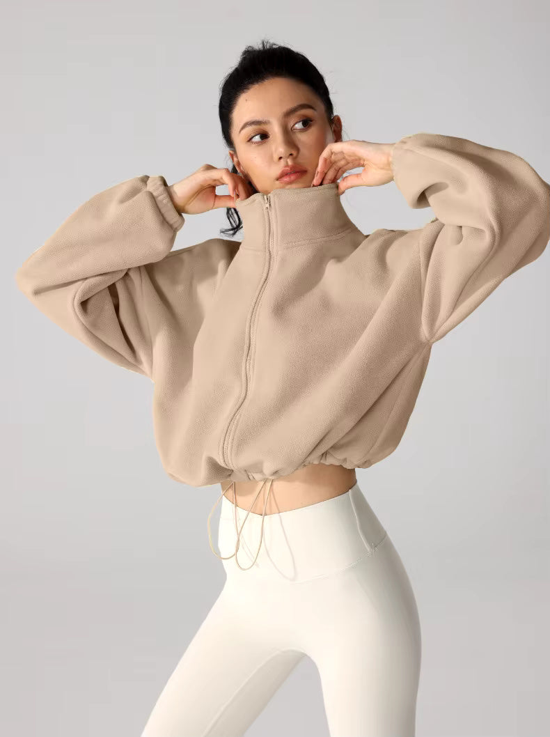 Winter Sports Cropped Oversized Fleece Jacket