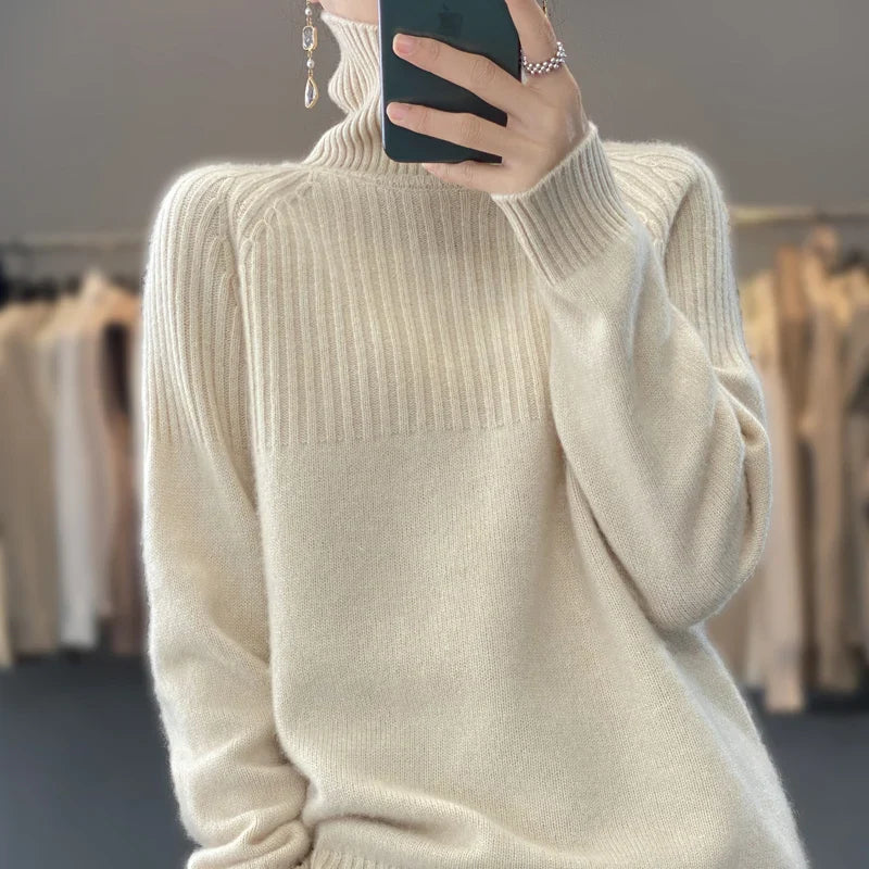 Elouise: Cashmere genser for kvinner, turtleneck