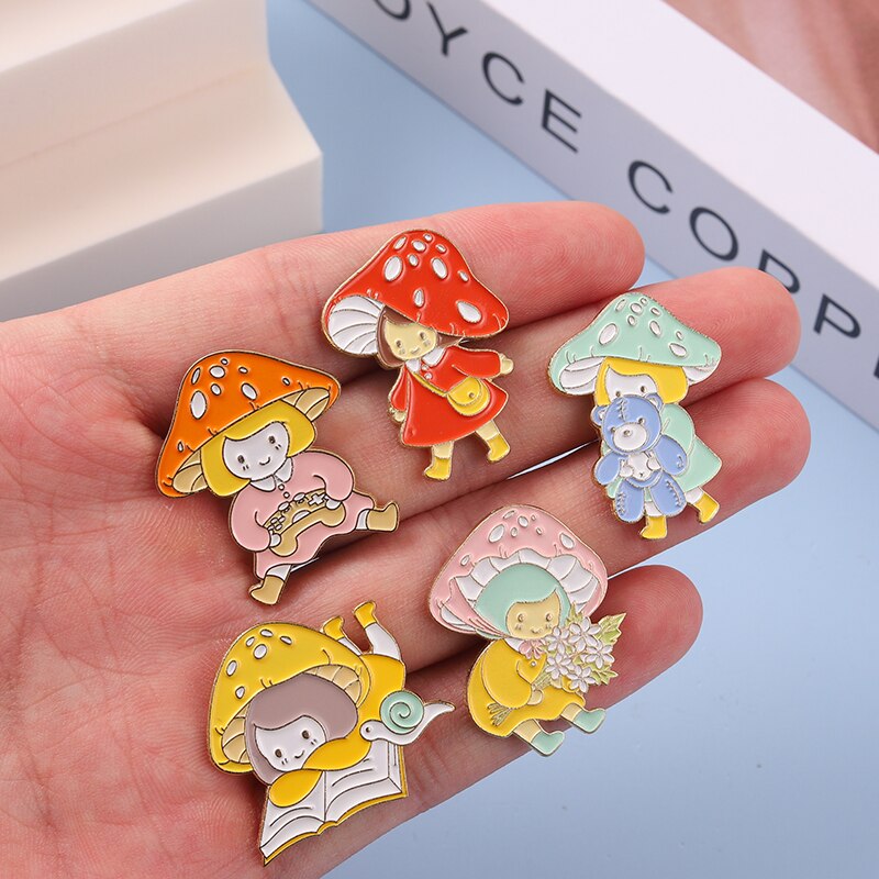 Mushroom Series Collectie Emaille Pins