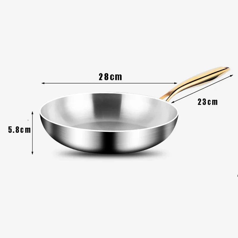 Poêle à frire en acier inoxydable 316 – Poêle wok antiadhésive pour cuisinière à gaz et à induction