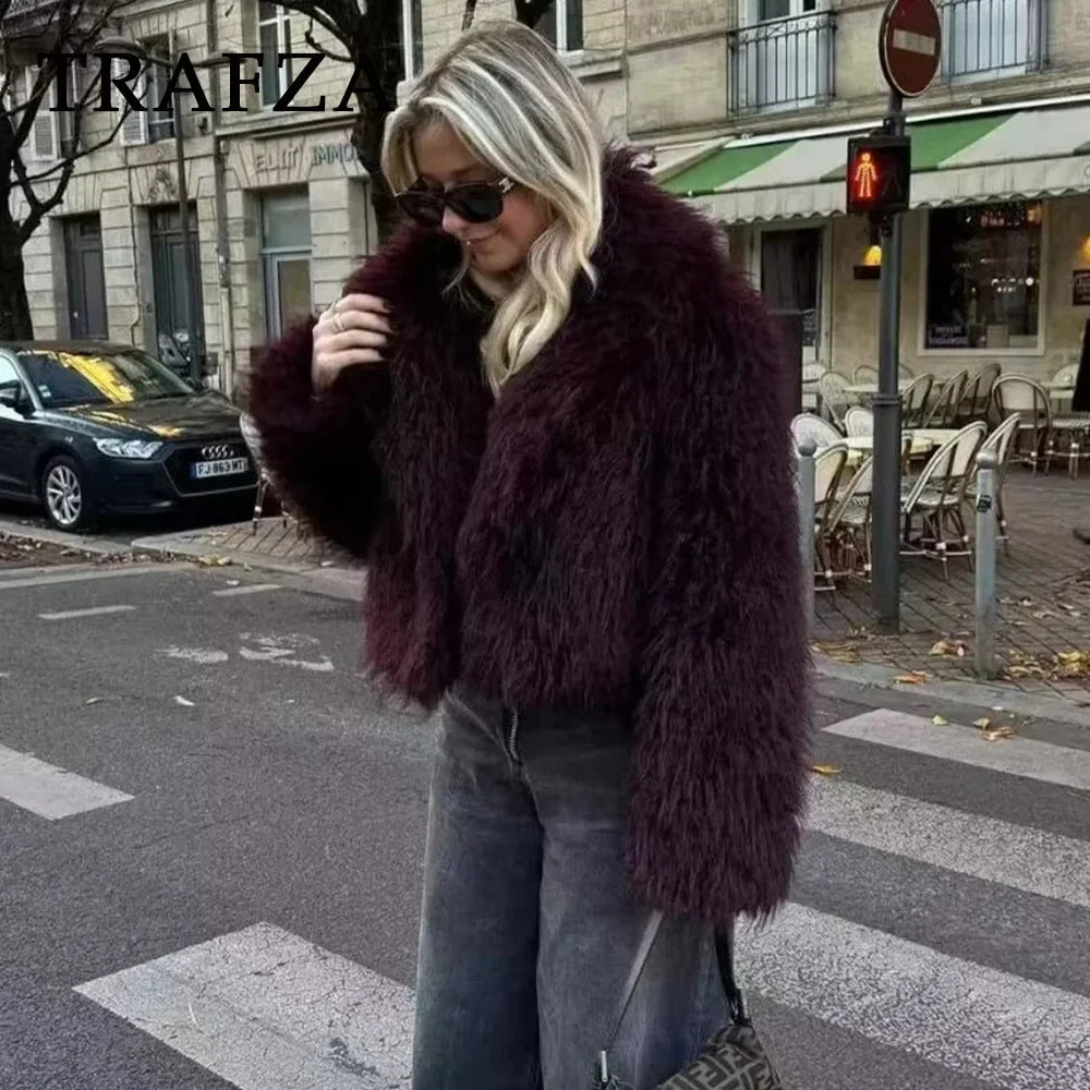 Evelyn Jacket - Casual Faux Fur Oversized jakke til efterår/vinter