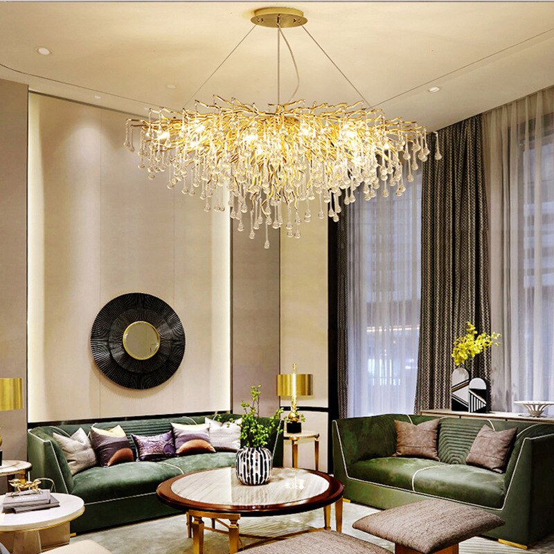 Modern Golden Branches Crystal LED Chandelier