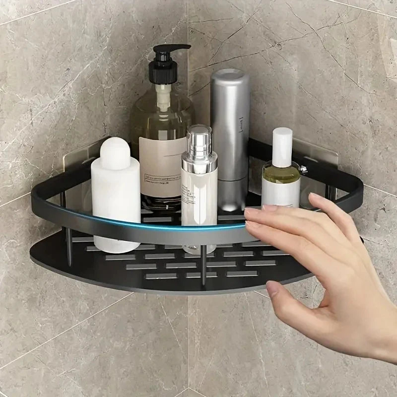 Mensola da Bagno e Cucina in Alluminio Salvaspazio – Organizzatore Elegante, Senza Fori