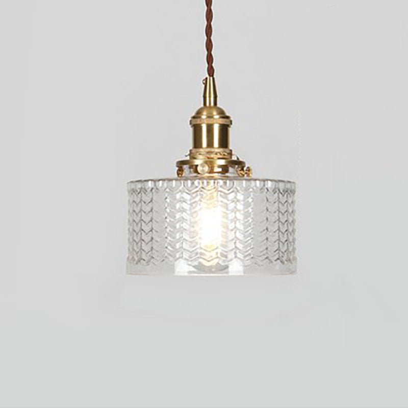 Oriental Vintage Brass Glass Round Pendant Light