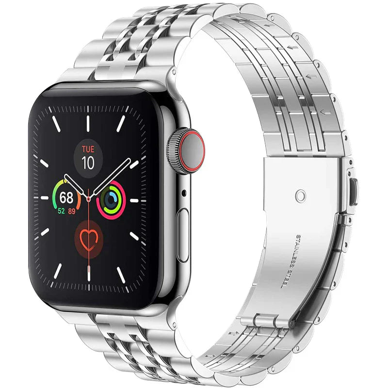 Cinturino con fibbia pieghevole di lusso in acciaio inossidabile per Apple Watch