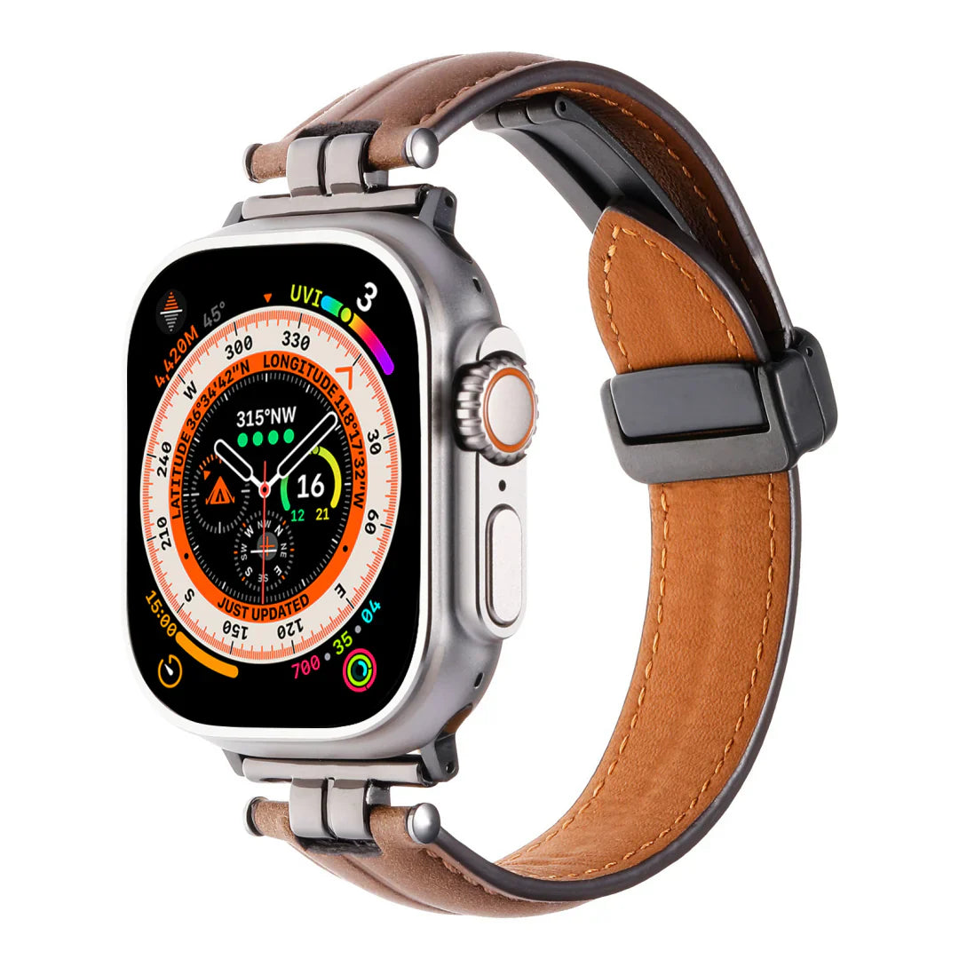 Pulseira Magnética de Couro para Apple Watch