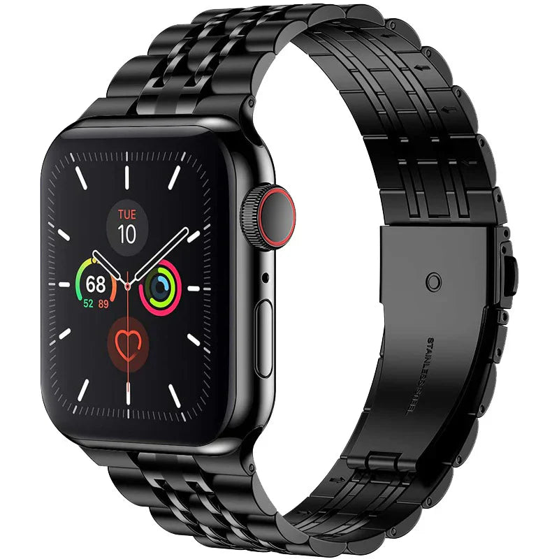 Cinturino con fibbia pieghevole di lusso in acciaio inossidabile per Apple Watch