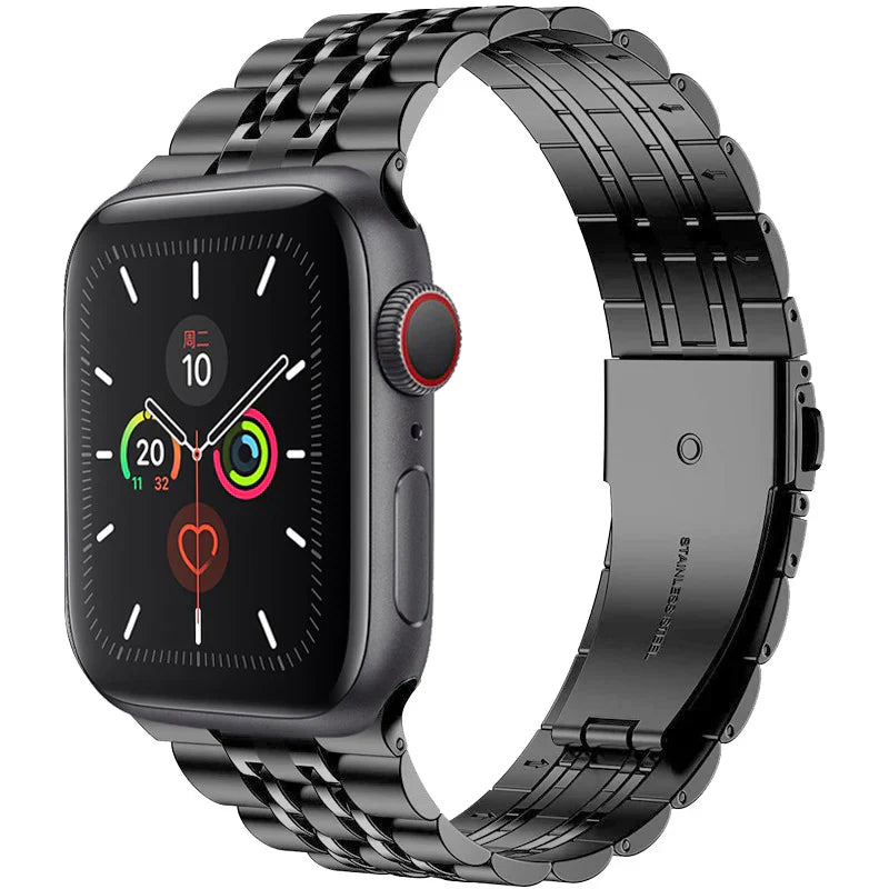 Cinturino con fibbia pieghevole di lusso in acciaio inossidabile per Apple Watch