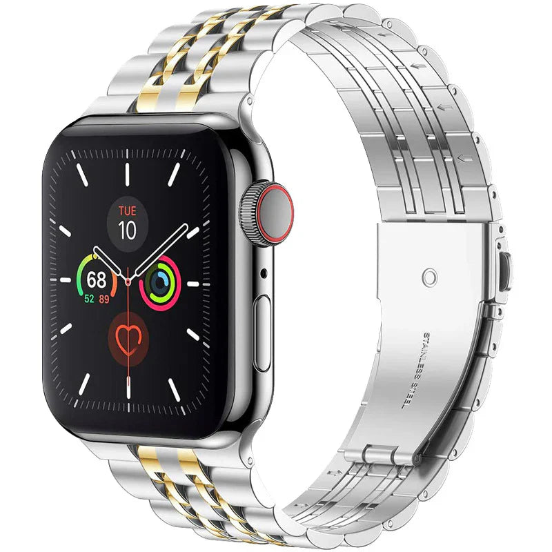 Cinturino con fibbia pieghevole di lusso in acciaio inossidabile per Apple Watch