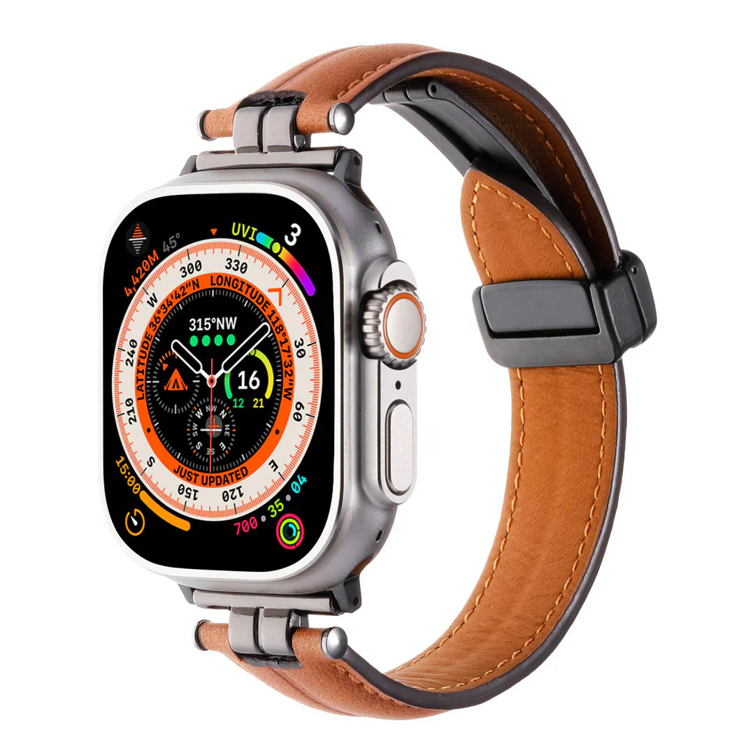 Pulseira Magnética de Couro para Apple Watch