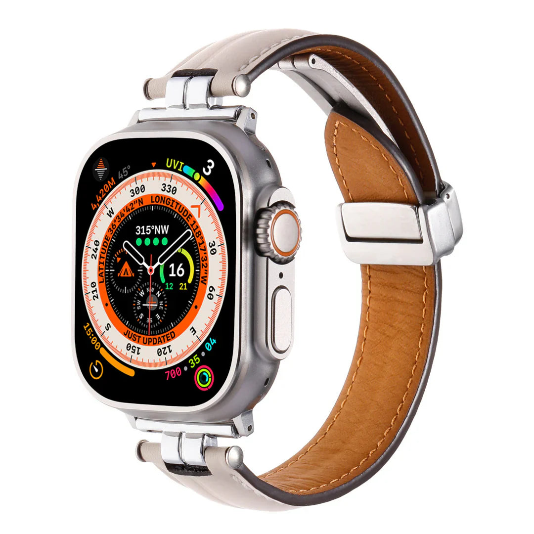 Pulseira Magnética de Couro para Apple Watch