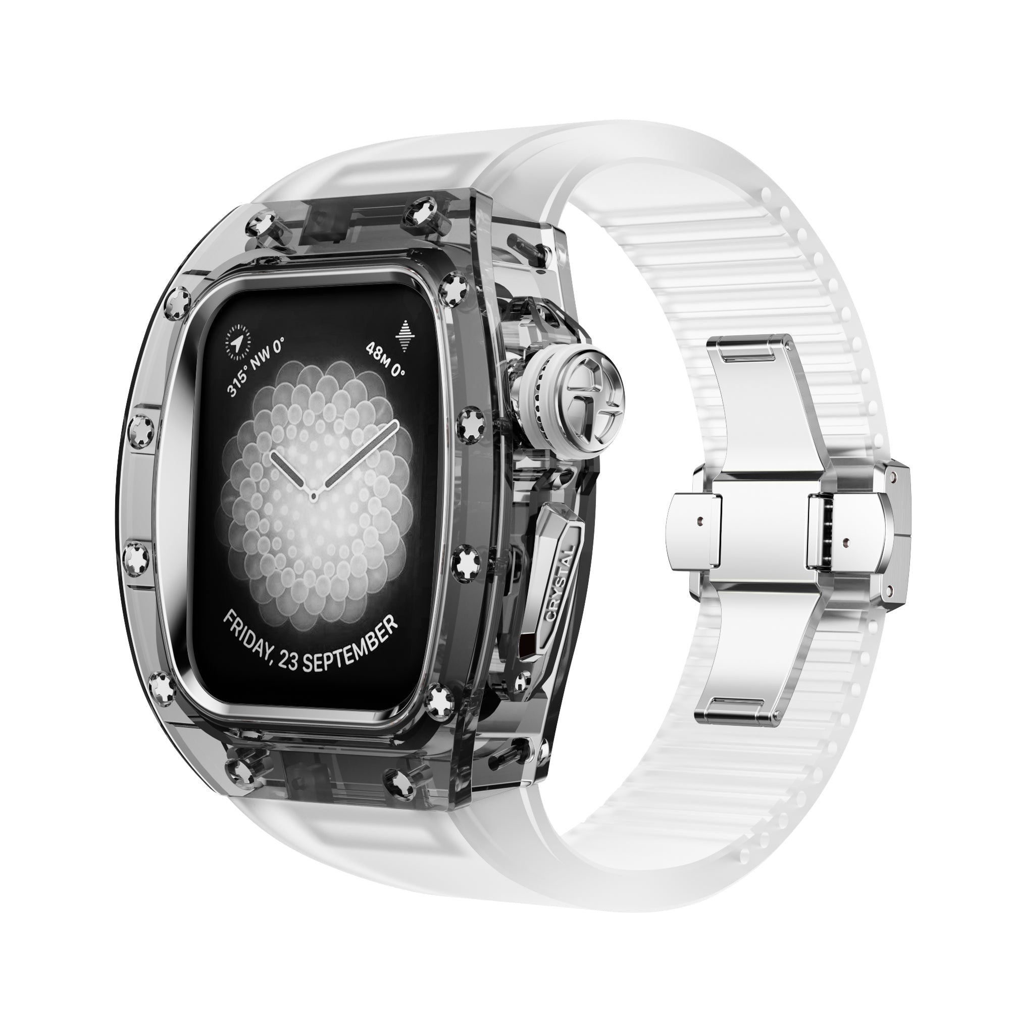 RM Crystaluxe Series - Fluororubber Band Crystal Case Retrofit Kit For Apple Watch