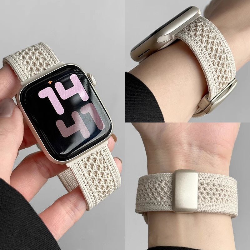 Braided Mesh Nylon Loop with Magnetic Clasp For Apple Watch