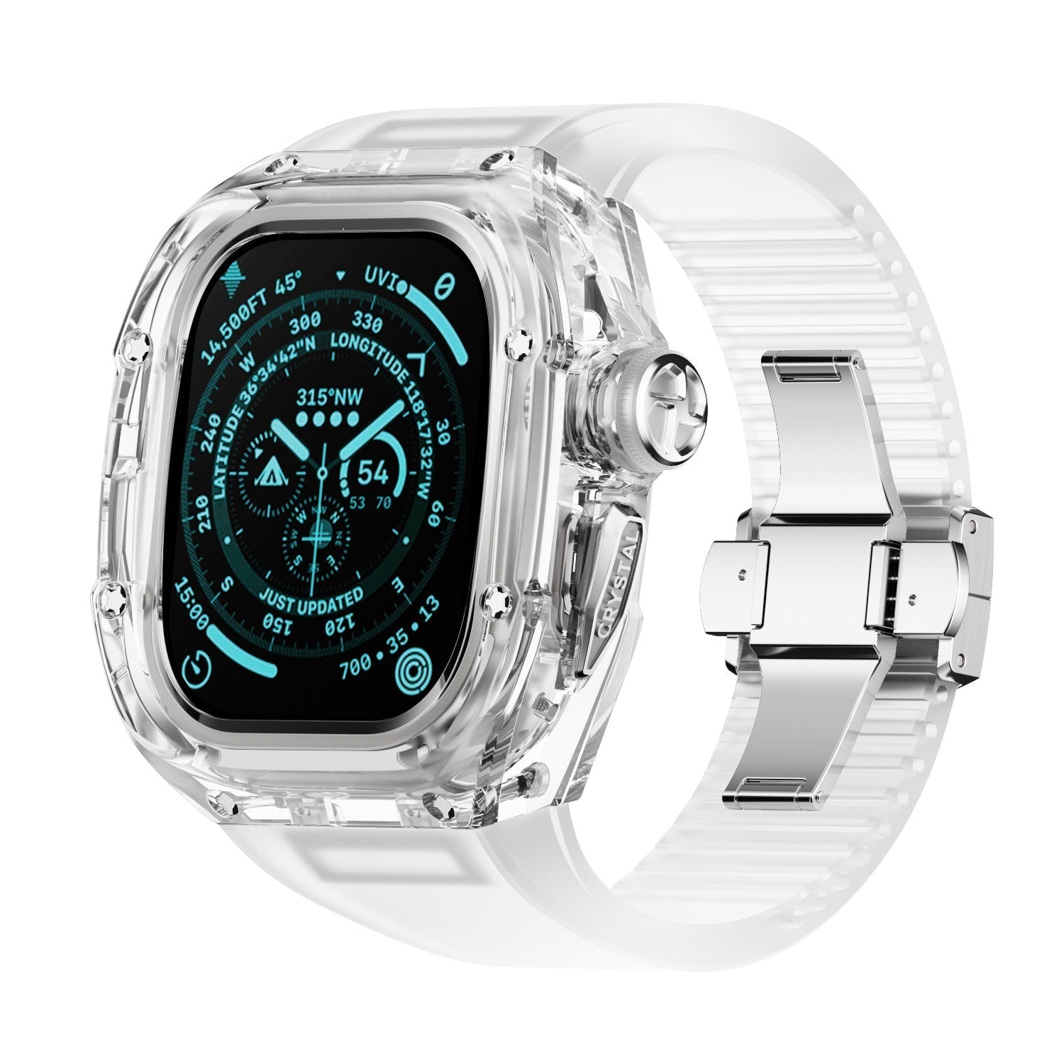 RM Crystaluxe Series - Fluororubber Band Crystal Case Retrofit Kit For Apple Watch