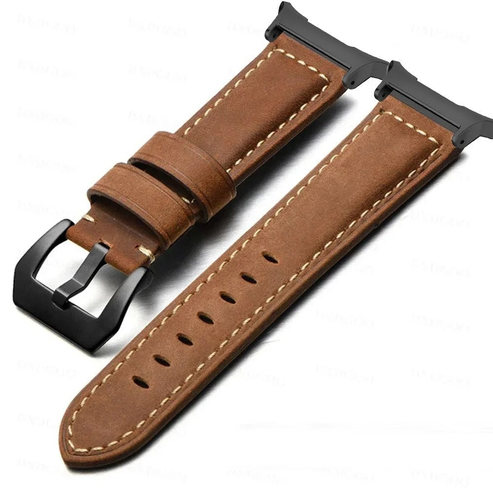 Vintage Frosted Leather Voor Samsung Watch Ultra 47mm