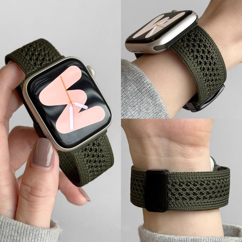 Braided Mesh Nylon Loop with Magnetic Clasp For Apple Watch