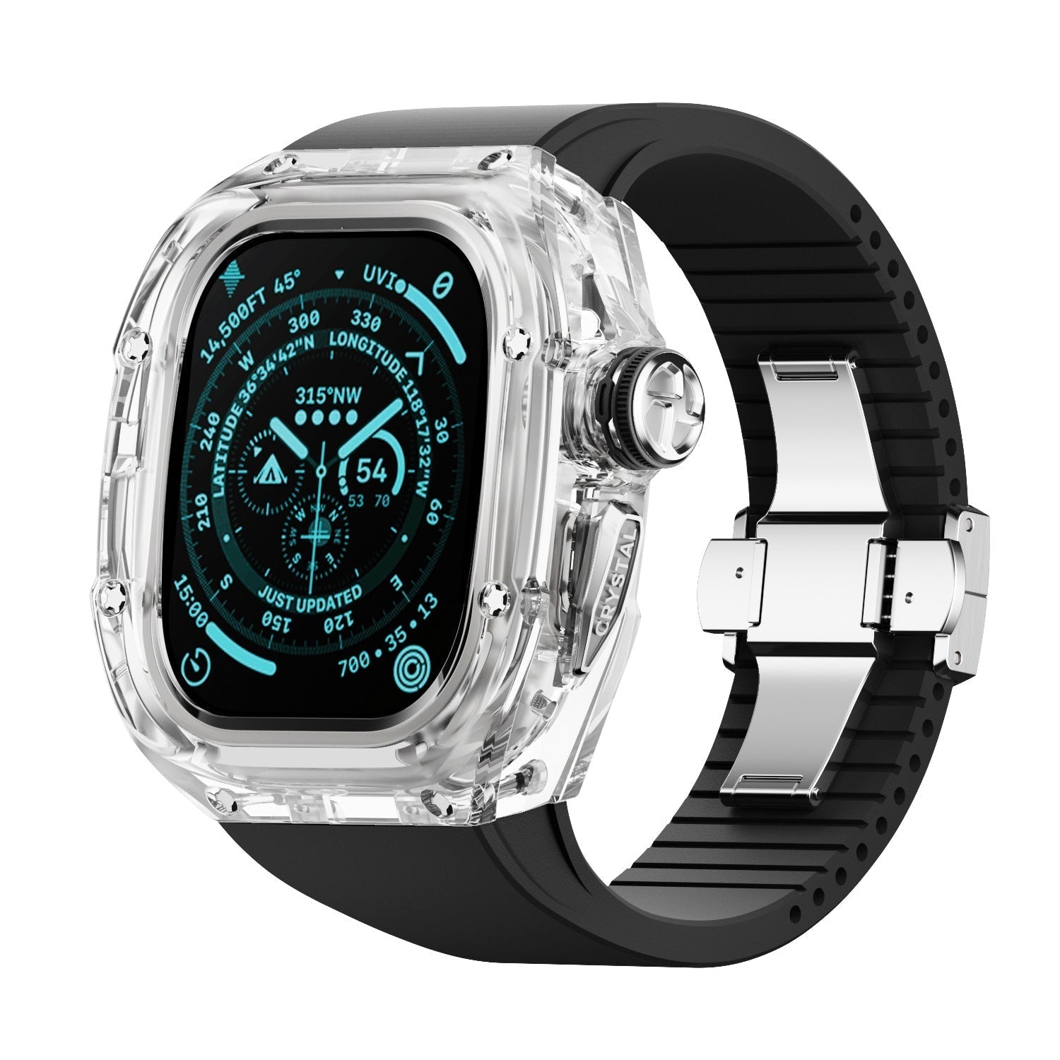 RM Crystaluxe Series - Fluororubber Band Crystal Case Retrofit Kit For Apple Watch