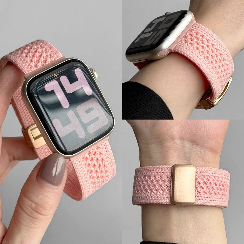 Braided Mesh Nylon Loop with Magnetic Clasp For Apple Watch