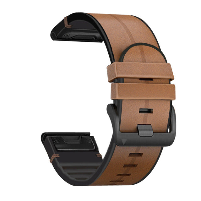 Siliconen Leren Horlogeband Voor Garmin Fenix 8 7X 7 5X 5 6