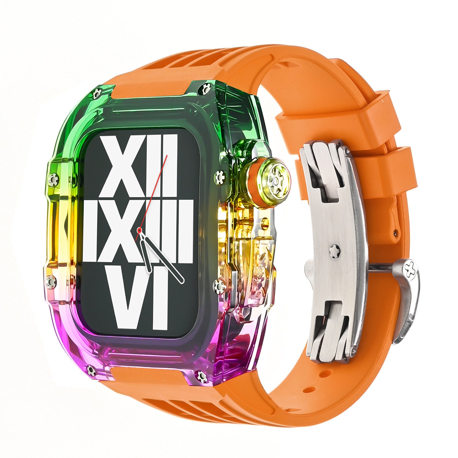 RM V30 Glacier Series Fluororubber Multicolor Case Rubber Band Mod Kit For Apple Watch-Transparency